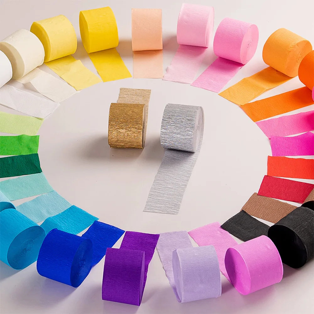 3pcs/set Rainbow Crepe Paper Streamers for Wedding Birthday Party Backdrop Decoration Colorful Paper Crepe Garland Ribbon Dec