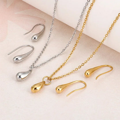 4PC Simple Ring Necklace Bracelet Earrings Four-piece Set Suitable for Engagement Jewelry Fashion Teardrop Jewelry Set for Wo