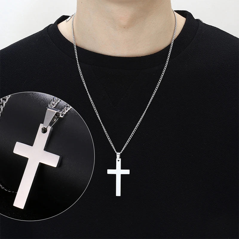 Fashion Stainless Steel Cross Pendant Necklace For Women Men Link Chain Charm Necklace Cool Boys Girls Punk Hip Hop Jewelry G