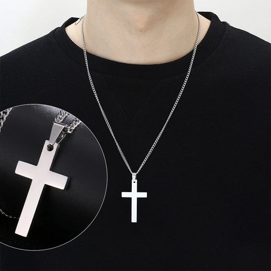 Fashion Stainless Steel Cross Pendant Necklace For Women Men Link Chain Charm Necklace Cool Boys Girls Punk Hip Hop Jewelry G