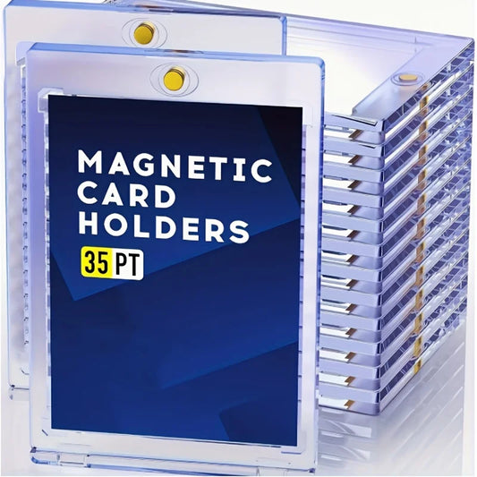 10 Pieces of 35Pt Clear Magnetic Card Storage Boxes, Hard Plastic Storage Boxes, Uv-Resistant Acrylic Magnetic Card Holders, 