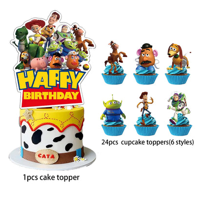 Toy Story Party Decoration Tableware Paper Plates Party Favors Gift Tablecloth BirthdayParty Supplies Toys Stamp Bracelet - 2