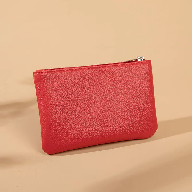 Women PU Leather Coin Purse Retro Litchi Pattern Zipper Pouch Mini Change Purses Unisex Solid Wallets Card Holder Storage Bag