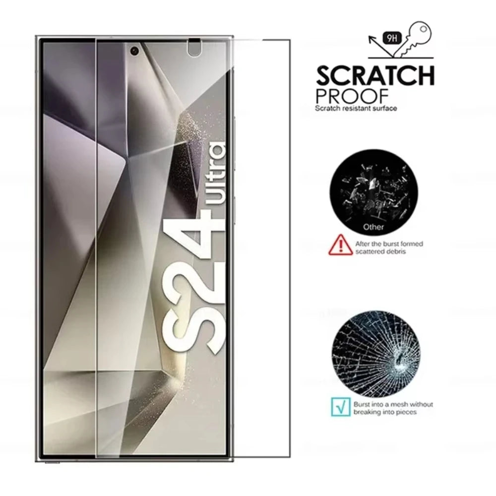NNBILI 4PCS Full Cover Tempered Glass For Samsung Galaxy S24 S25 S26 Ultra S26 Fingerprint Screen Protector Protective HD Gla