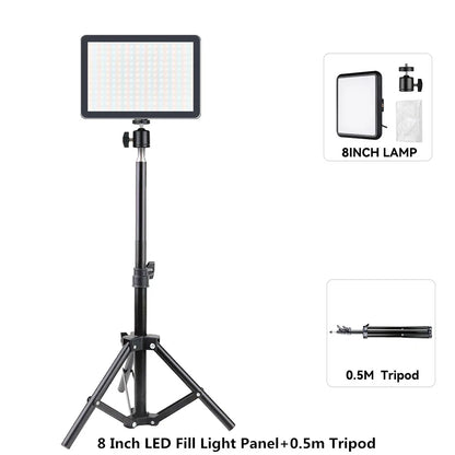 8/12 Inch LED Photography Video Panel Light Photo Studio Lighting Kit For Shoot Live Streaming Youbube With Tripod Stand - 8 