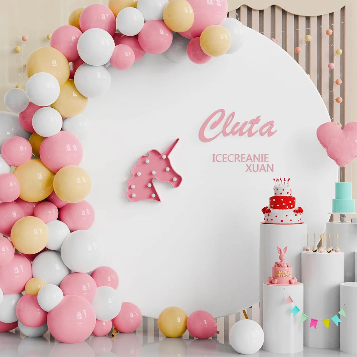 Pure Color Circle Round Backdrop Cover Wedding Baby Shower Birthday Party Decor Elastic Photo Background（Without Shelf）