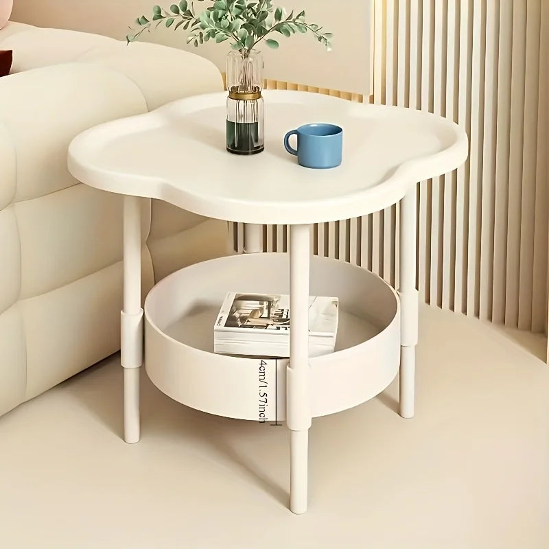 [Stylish Side Table] Stylish Modern Round Side Table with Storage Shelf | Space-Saving, Lightweight for Living Room, Bedroom 