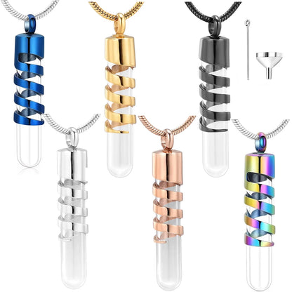 Clear Glass Tube Cremation Urn Jewelry Ashes Holder Necklace Keepsake Memorial Pendant Stainless Steel Cremation Jewelry