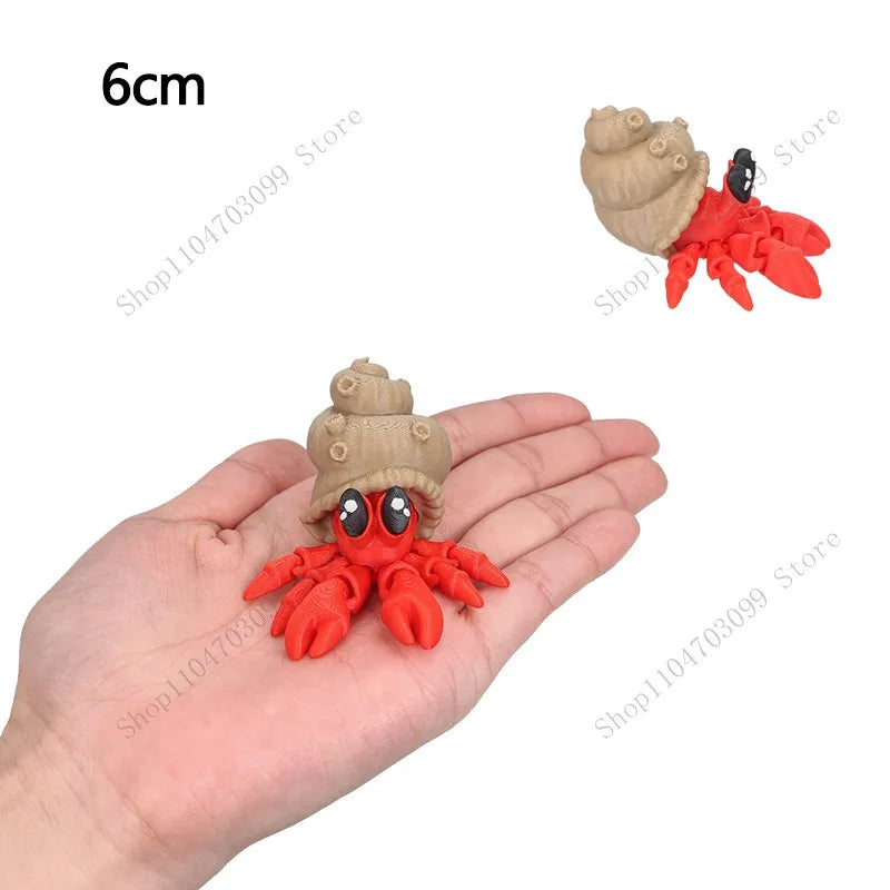 3D Printed Animal Figure Movable Joint Model Shark Bearded Dragon Dolphin Hermit Crab Ferret Raccoon Angler Fish Home Decor G