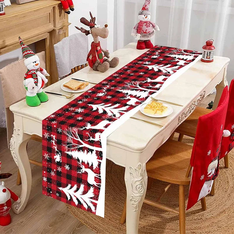 Santa Claus Christmas Table Runner Christmas Decorations For Home 2025 Xmas Table Flag Navidad Noel Gifts New Year Tablecloth