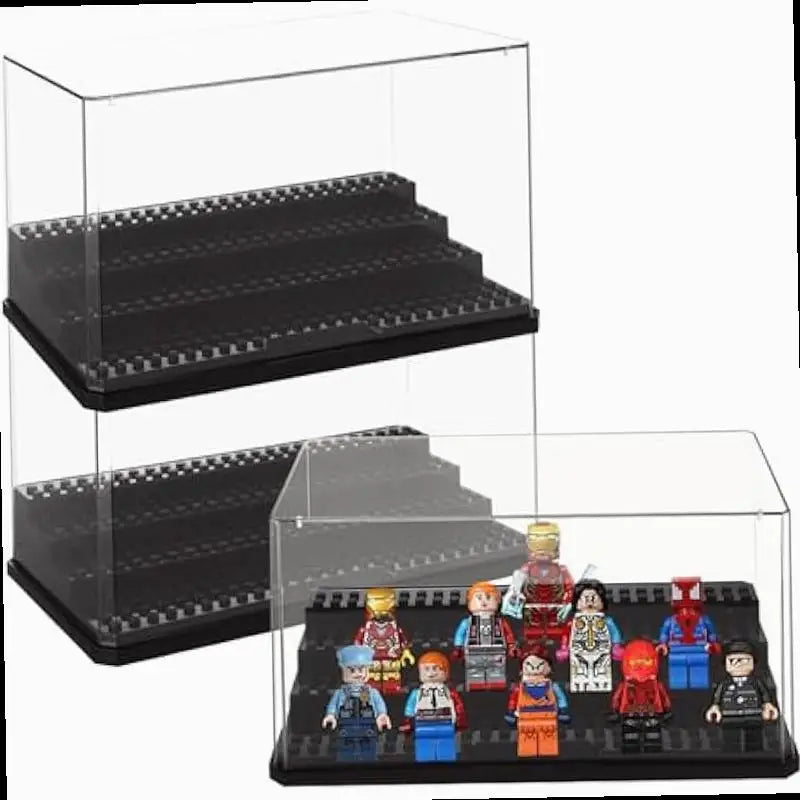 3-Tier Clear Acrylic Display Case for Minifigures Pop Figures Wide Storage Shelf Transparent Protector Showcase for Small