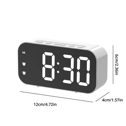 LED Mirror Table Clock Digital Alarm Snooze Display Time Desktop Electronic Table Clocks Desktop Clock - Elliptic white