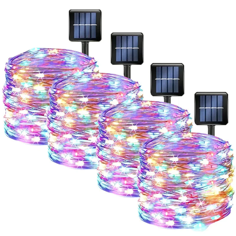 1 2 3 4 5Packs Solar Led Fairy Light Outdoor Christmas Lights 8Modes Copper Wire Lights Waterproof Garden Tree Patio Decor - 