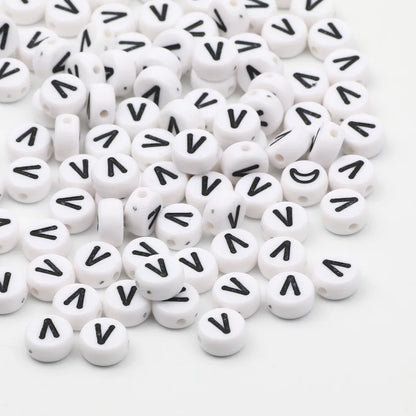 50/100pcs/lot 7x4mm White Round A-Z Alphabet Letter Acrylic Loose Spacer Beads for Jewelry Making Diy Bracelet Accessories