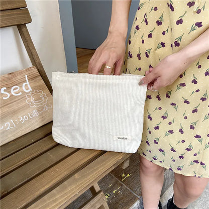 Fashion Women Sweet Cosmetic Bags Makeup Large Purse Bag Zipper Pouch Daily Outdoor Activities Travel Organiser - WHITE