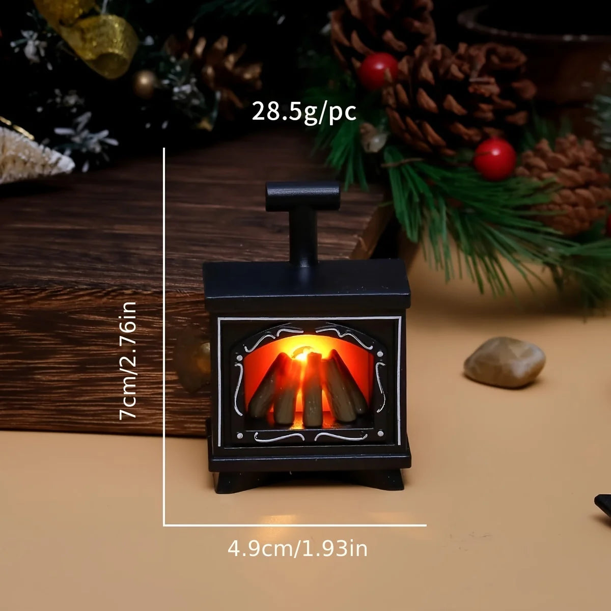 Dollhouse Miniature Fireplace Glowing Stove Model House Furniture Kitchen Living Scene Christmas Decor Toy