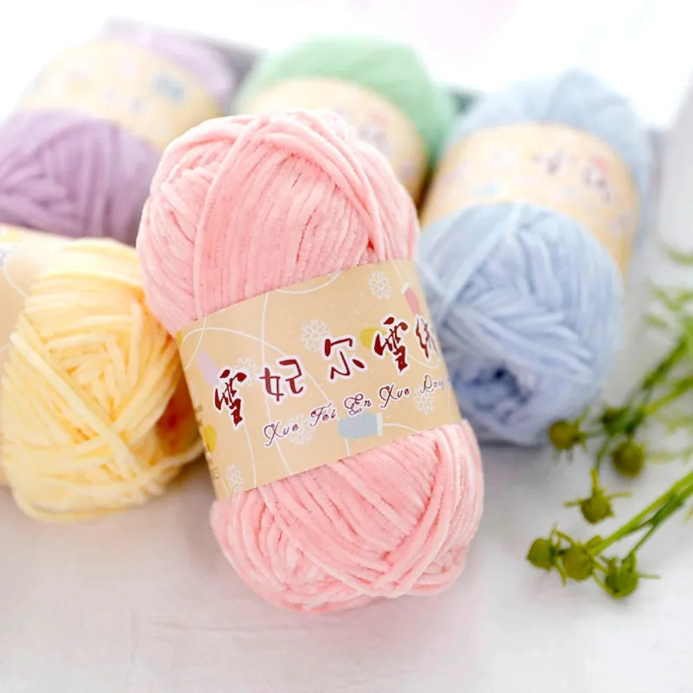 Crochet Chenille Yarn, Soft Pear Lustre Yarn for Dolls, Plush 2mm Yarn for Accessories, Thin Rope for Hand Knitting Projects