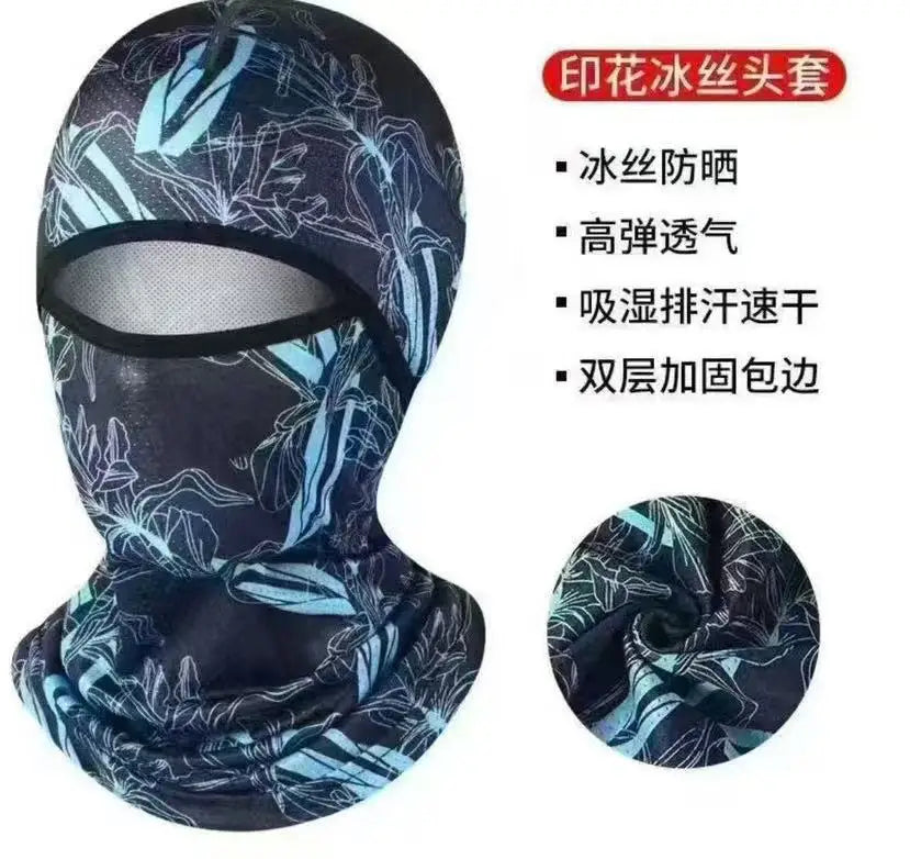 Summer Cool Ice Silk Balaclava - Full Face Cover with UV Protection for Cycling, Motorcycle & Outdoor Sports - Navy Blue (Sty
