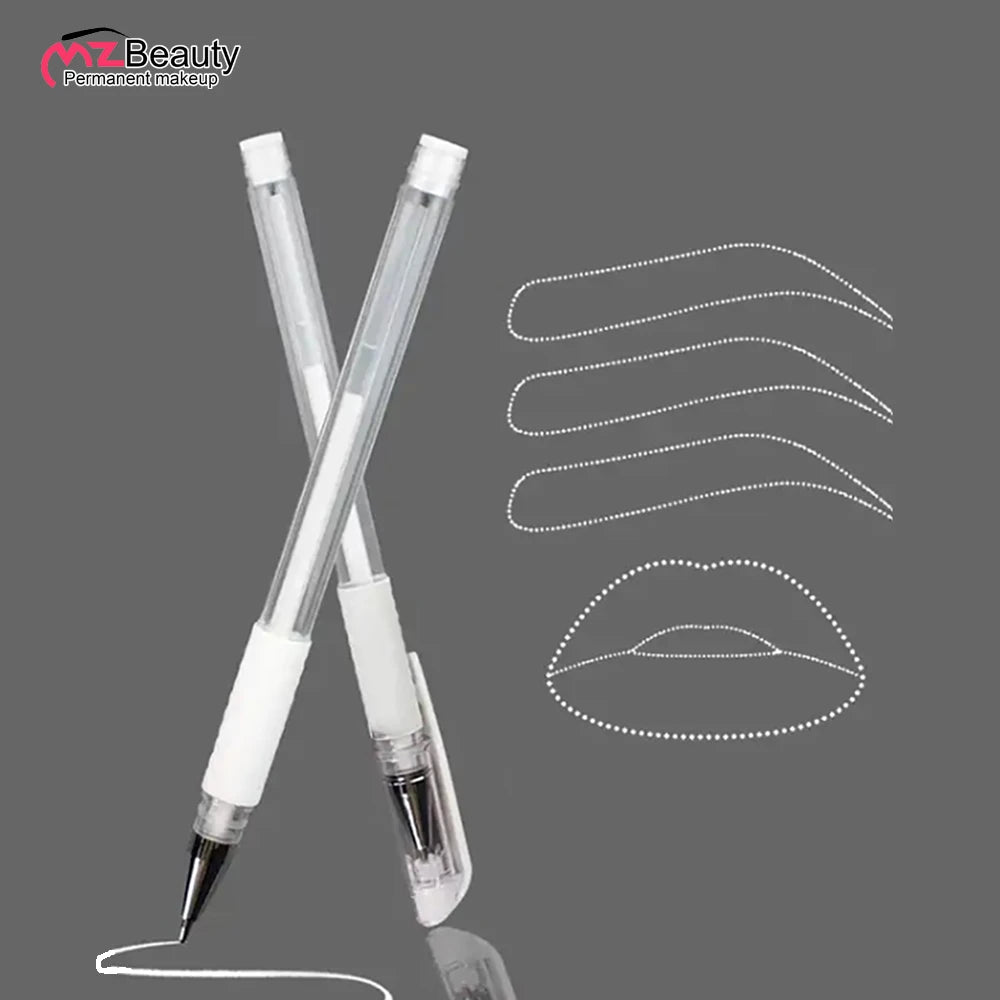 2PCS Eyebrow Marker Pen Microblading Surgical Skin Permanent Make up Supplies White Surgical Scribe Tool Tattoo Accessories P