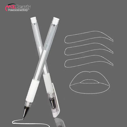 2PCS Eyebrow Marker Pen Microblading Surgical Skin Permanent Make up Supplies White Surgical Scribe Tool Tattoo Accessories P
