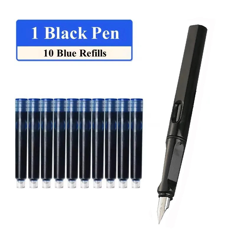 Fountain Pen Set Replaceable Ink Refill Calligraphy Multifunction Pens For Writing 0.38mm Office School Stationery Supplies -