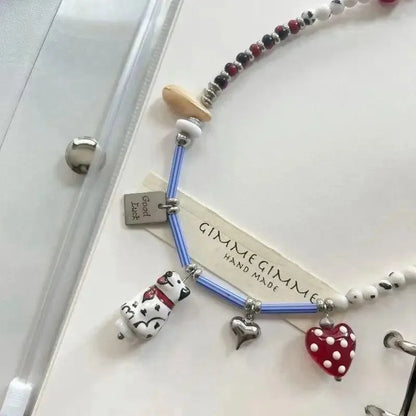 Black and White Beaded Dalmatian Puppy Cute Personalized 2025 Pendant Necklace for Women Girl Fashion Lovely Gift Jewelry