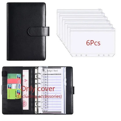 2026 A6 Binder Budget PU Leather PlannerPockets Expense Budget Sheets Notebook Cash Envelope Organizer System with Clear Zipp