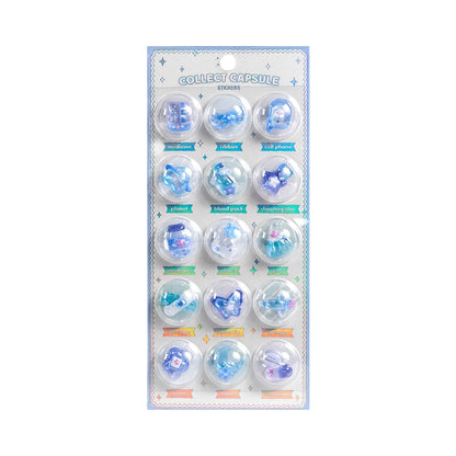 3 pcs/6 pcs Random 3D Creative Space Food Cartoon Round Relief Stickers Scrapbooking Diy Journal Cute Stationery Sticker - BU