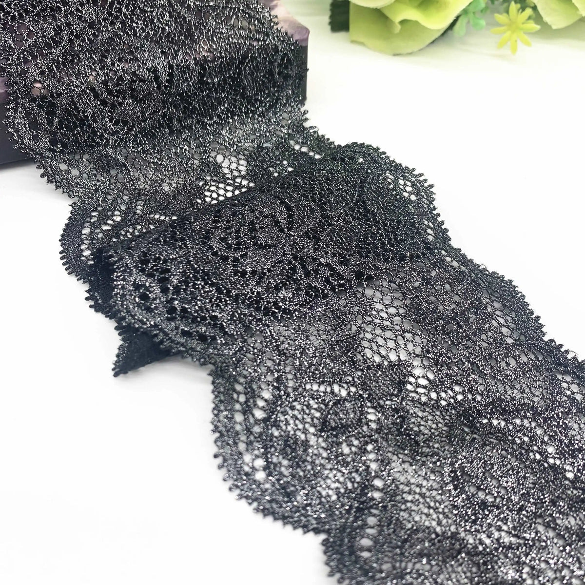 6y/lot Width 2-3 1/2 inch 4 Colors Glitter Stretch Lace Trim Foil For Clothing Accessories Dress Sewing Applique Costume Fabr
