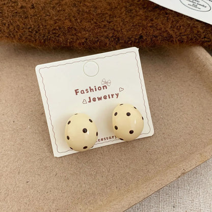 Sweet Colorful Polka Dot Enamel Geometric C-Shaped Hoop Earrings for Women Minimalist Korean Style Fashion Design Party Jewel