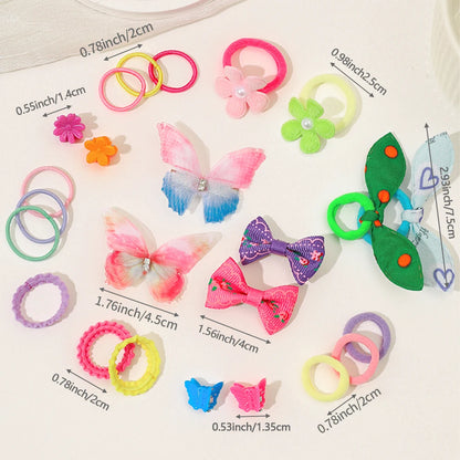 555pcs Girls Hair Accessories Set Colorful Butterfly Fashion Hair Clips Ties Elastic Bands for Daily Ponytail Fixation