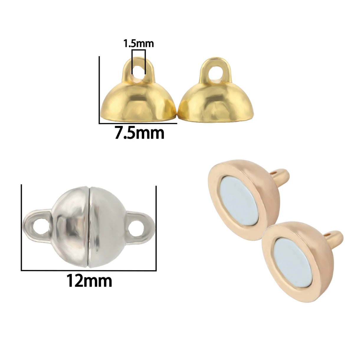10-5Sets Stainless Steel Strong Magnetic Clasps Magnet End Clasp Connectors For Jewelry Making DIY Bracelet Necklace Accessor