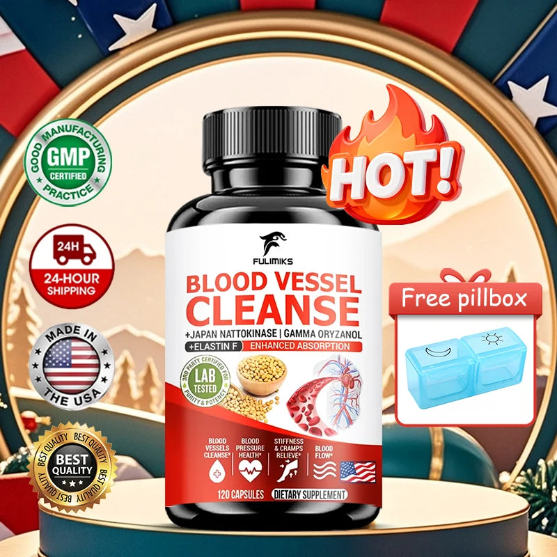 Blood Vessel Cleanse Capsules, Clean Flexible Vessels Heart Blood Promote The Best Blood Circulation And Prevent Muscle Cramp