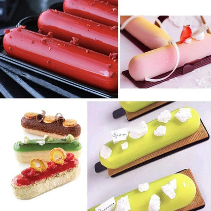 Long Strip Silicone Mold 10 Cavity Finger Shaped Chocolate Rectangular Cereal Chocolate Bar Cookie Ice Cube Trays Baking Tool
