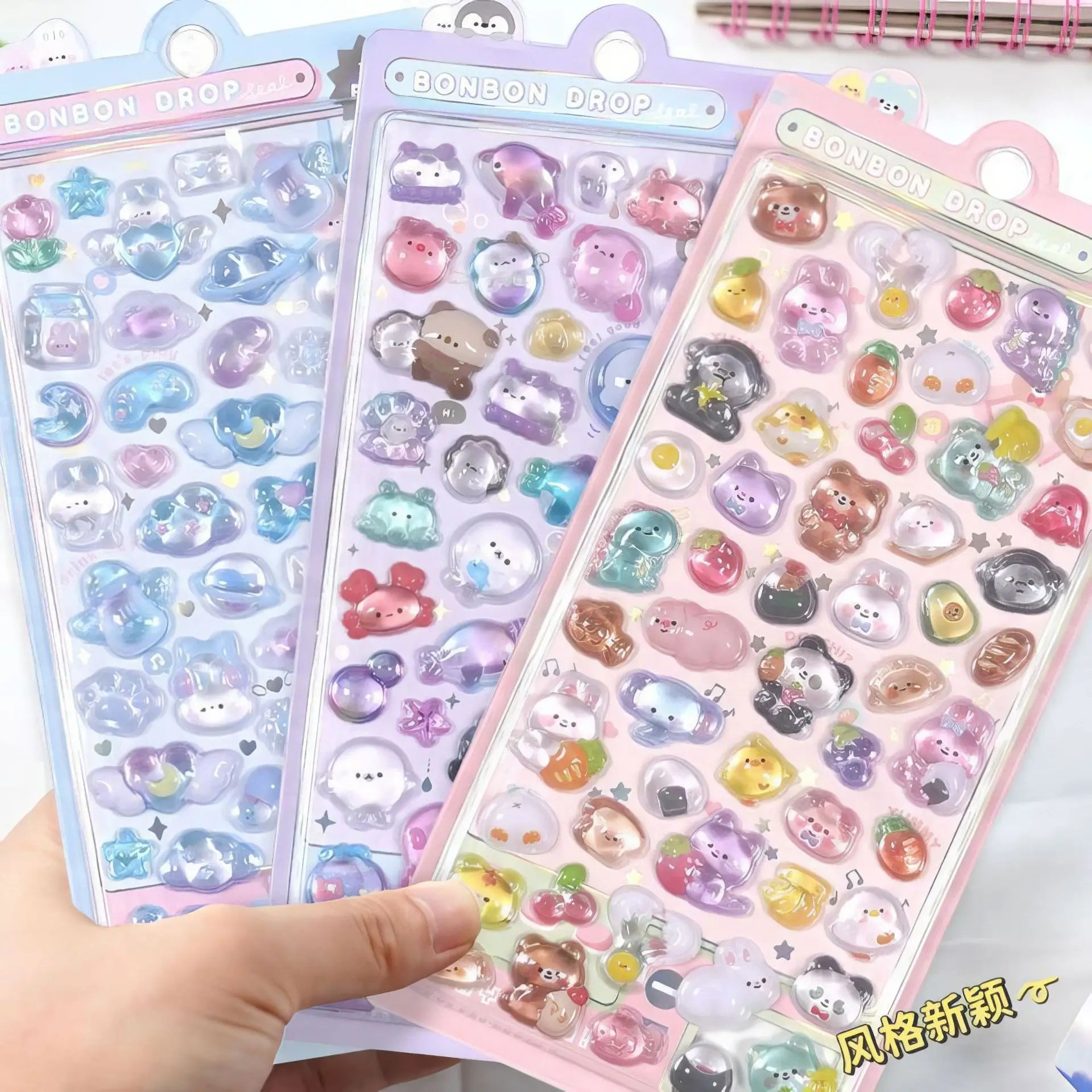 6/10 sheets Funny Sweet Furit cloud Pets Drop 3D Relief Sticker Scrapbooking Diy Diary Decor Stationery Kawaii Stickers