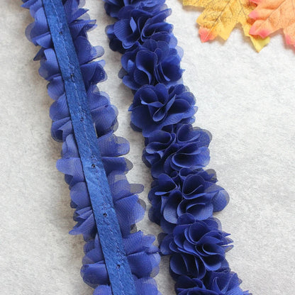 1 Yard Width 5cm 3D Chiffon Flowers Lace Trim Multicolor DIY Lace Ribbon Decor Clothes Accessories Craft Sewing Fabric Suppli