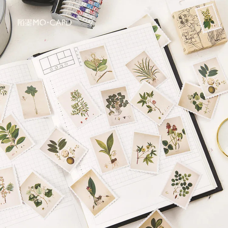 45 Pcs Vintage Plants Stamp Mini Paper Stickers for DIY Diary Scrapbooking Kawaii Stationery Seal Sticker Decoration - 17