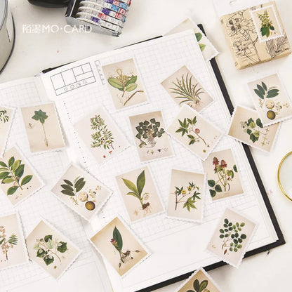 45 Pcs Vintage Plants Stamp Mini Paper Stickers for DIY Diary Scrapbooking Kawaii Stationery Seal Sticker Decoration - 17