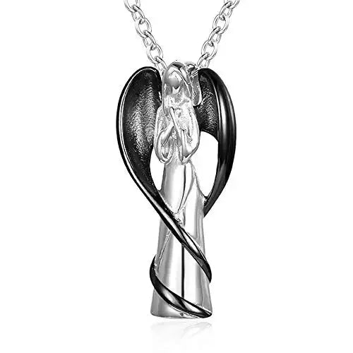 Cremation Urn Necklace for Ashes Angel Wing Keepsake Locket Stainless Steel Cremation Jewelry Waterproof Memorial Pendant Gif