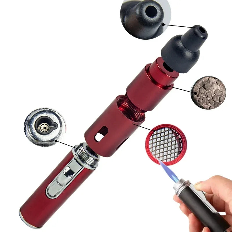 NEW Metal Direct Long Pen Spray Blue Flame Igniter Aromatherapy Lighter Portable LoopInflatable Lighter Cigarette Accessories