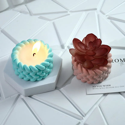 Hemp Rope Candle Cup Silicone Mold DIY Succulent Flower Pot Home Decor Molds Cement Gypsum Resin Clay Craft Storage Box Mould