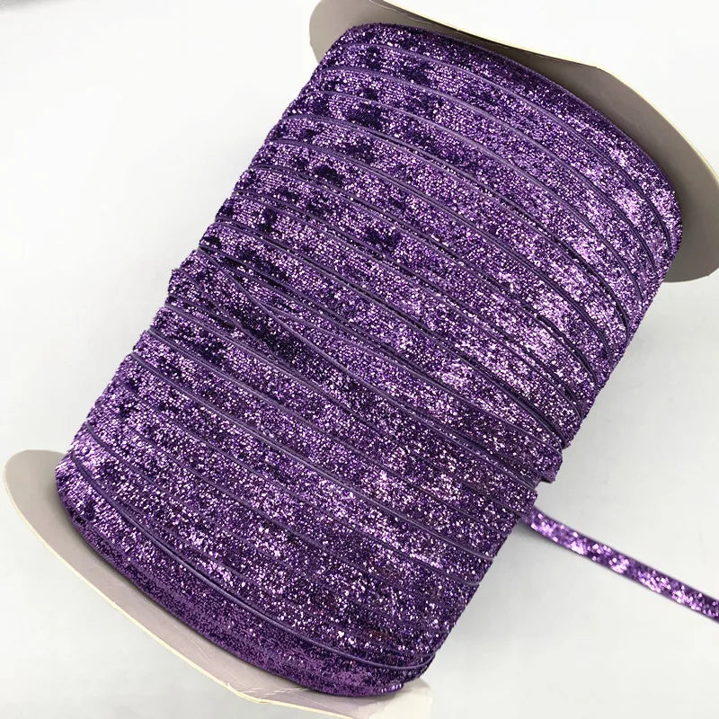 New 6mm Glitter Velvet Ribbon No Elastic Single Face Ribbon Headband Clips Bow Decoration - 09