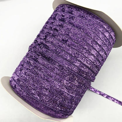New 6mm Glitter Velvet Ribbon No Elastic Single Face Ribbon Headband Clips Bow Decoration - 09
