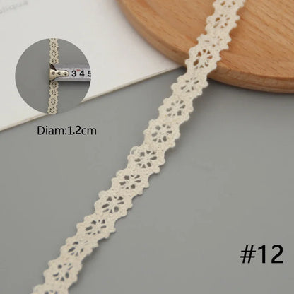 5M Cotton Lace Trim Sewing Crochet Lace Ribbon Beige Trim Lace Ribbon DIY Wedding Party Christmas Gift Decor Sewing Craft Sup