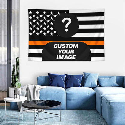 Customized American flag tapestry with personalized photos on 1pc, room decoration banner tapestry for family, idols, and pet