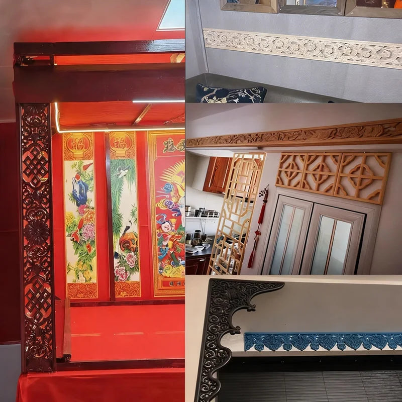 Decorative Wood Molding Wood Carved Corner Onlay Applique Frame Cabinet Home Decor Figurines Wall Art Furniture Accessories
