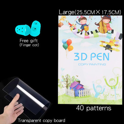 3D Printing Pen Drawing Book Reusable Colorful 22/40 Patterns Thick Paper Clear Plate Painting Template for 3D Pen Kid Gifts