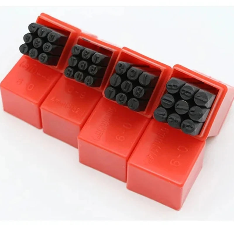 2/2.5/3/4/5/6mm Number Stamp Alloy Steel Stamp Kit With Storage Box Punch Metal Leather Craft DIY Jewelry Gold Silver LOGO St