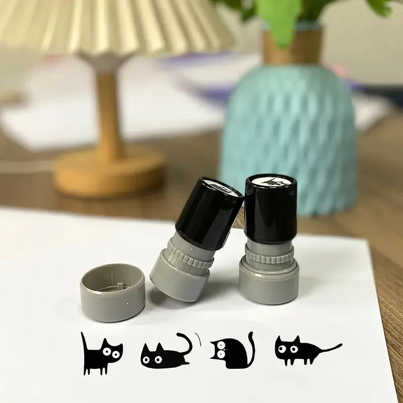 1pc 4 Styles Cute Cartoon Stamps Lovely Small Black Cat Stamp DIY Scrapbooking Decoration Diary Collage Stationery