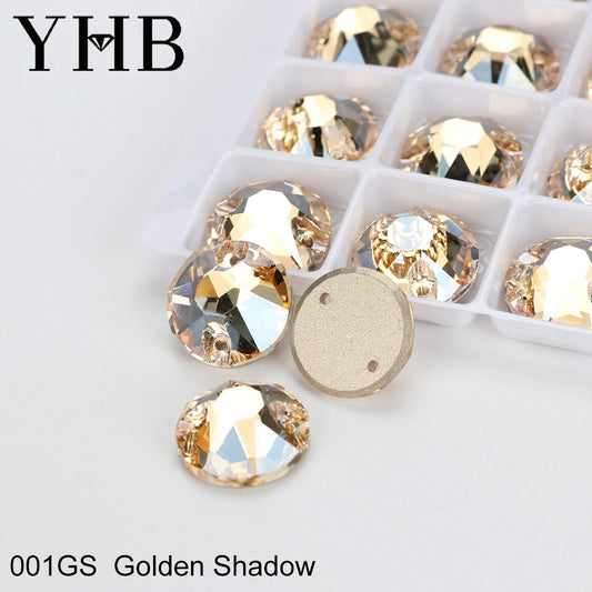 YHB XIRIUS Glass Crystal AB Moonlight Sewing Stones Flatback Sew on Rhinestones For Garment Clothes Bags